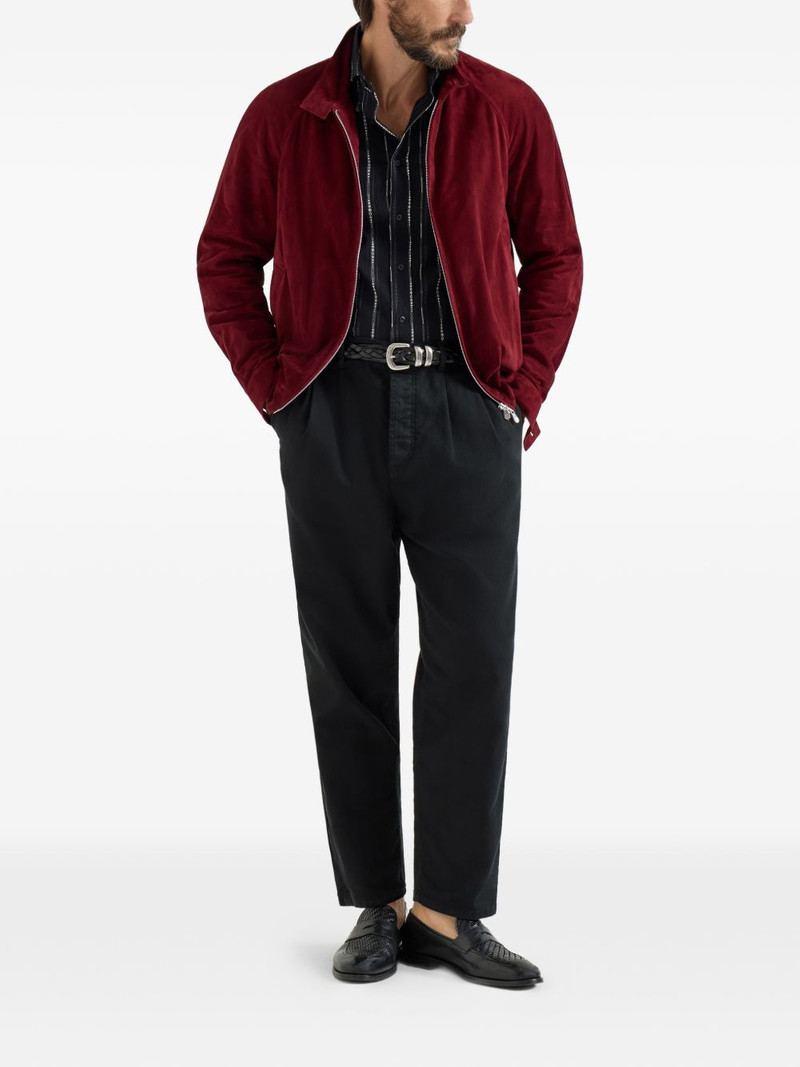 Brunello Cucinelli stand-collar suede jacket outlook