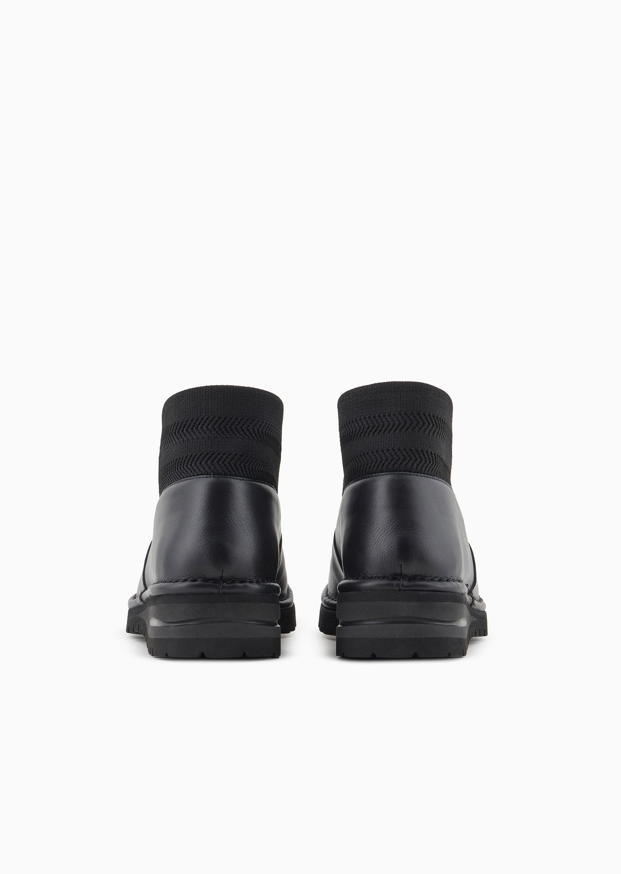 Leather ankle boots with knit details - 4