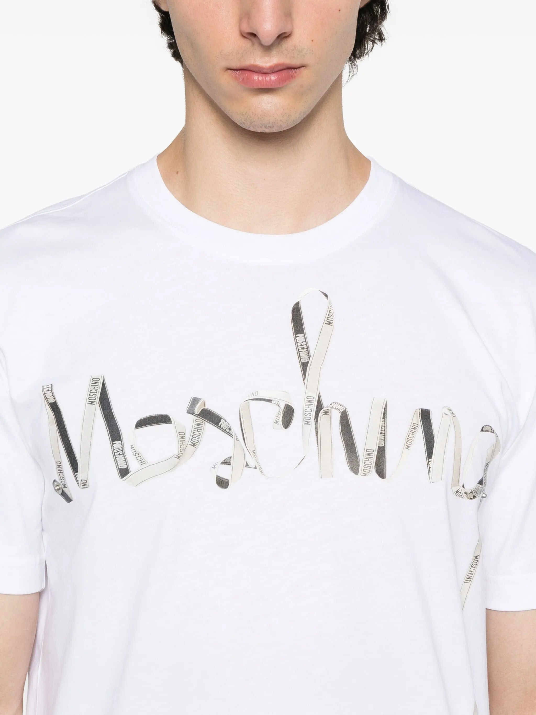 Moschino Ribbon-logo Print Cotton T-shirt - 4