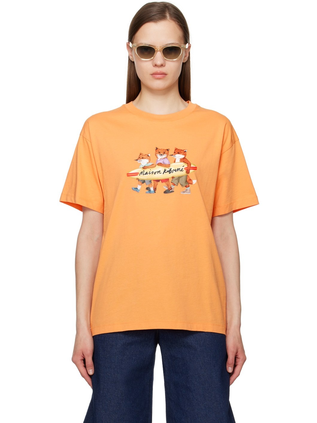 Orange Surfing Foxes T-Shirt - 1
