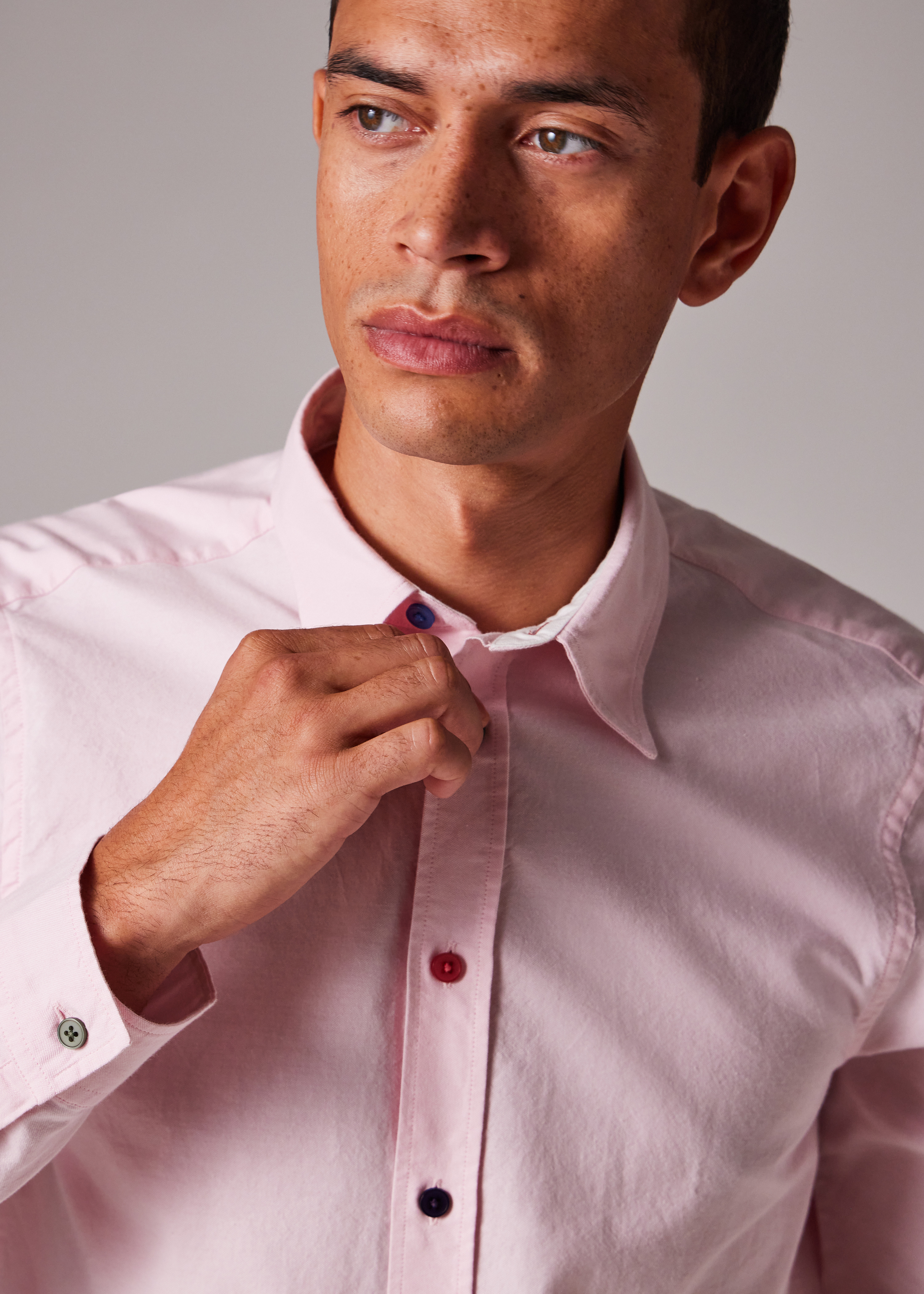 Tailored-Fit Pink Organic-Cotton Multicolour Button Oxford Shirt - 3