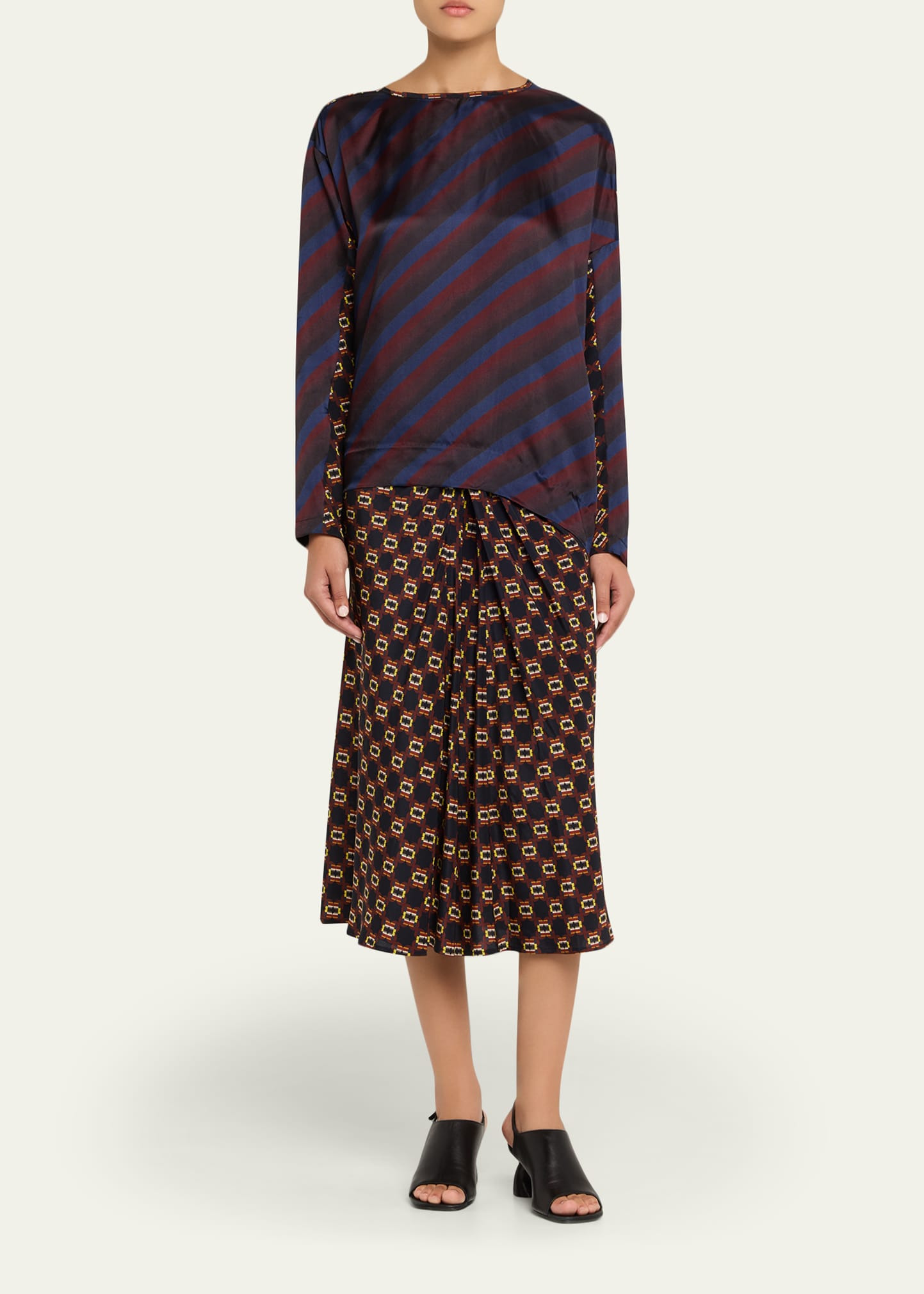 Caias Multi-Print Silk Long-Sleeve Shirt - 2