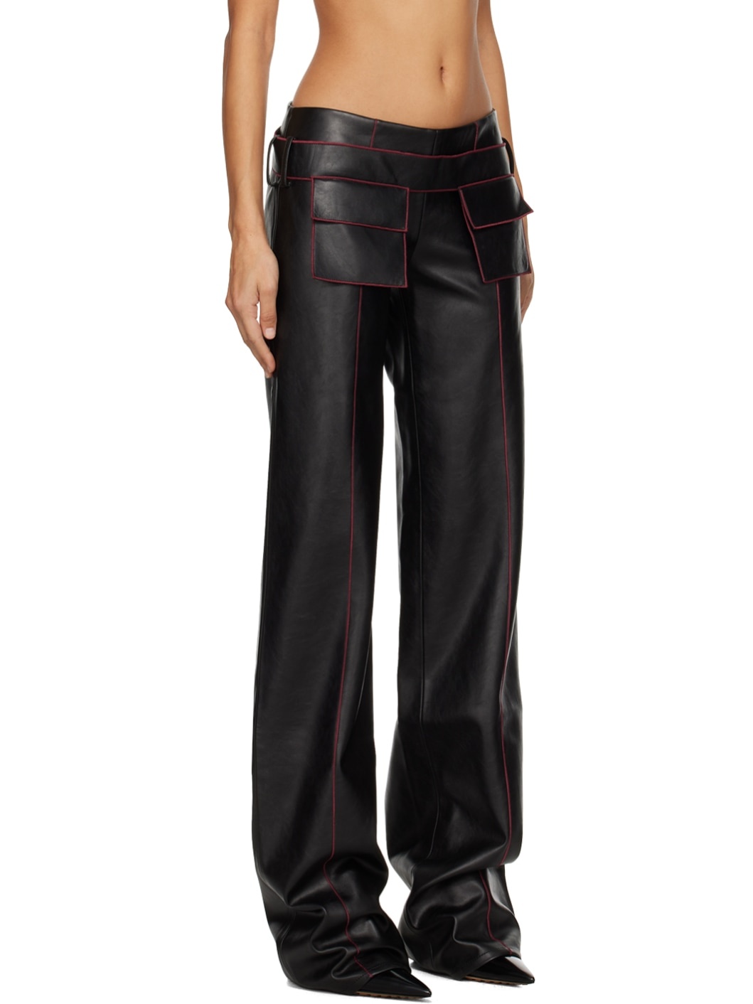 Black Etica Faux-Leather Trousers - 2