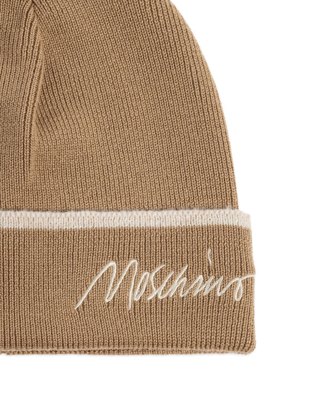 logo-embroidered ribbed beanie hat - 3
