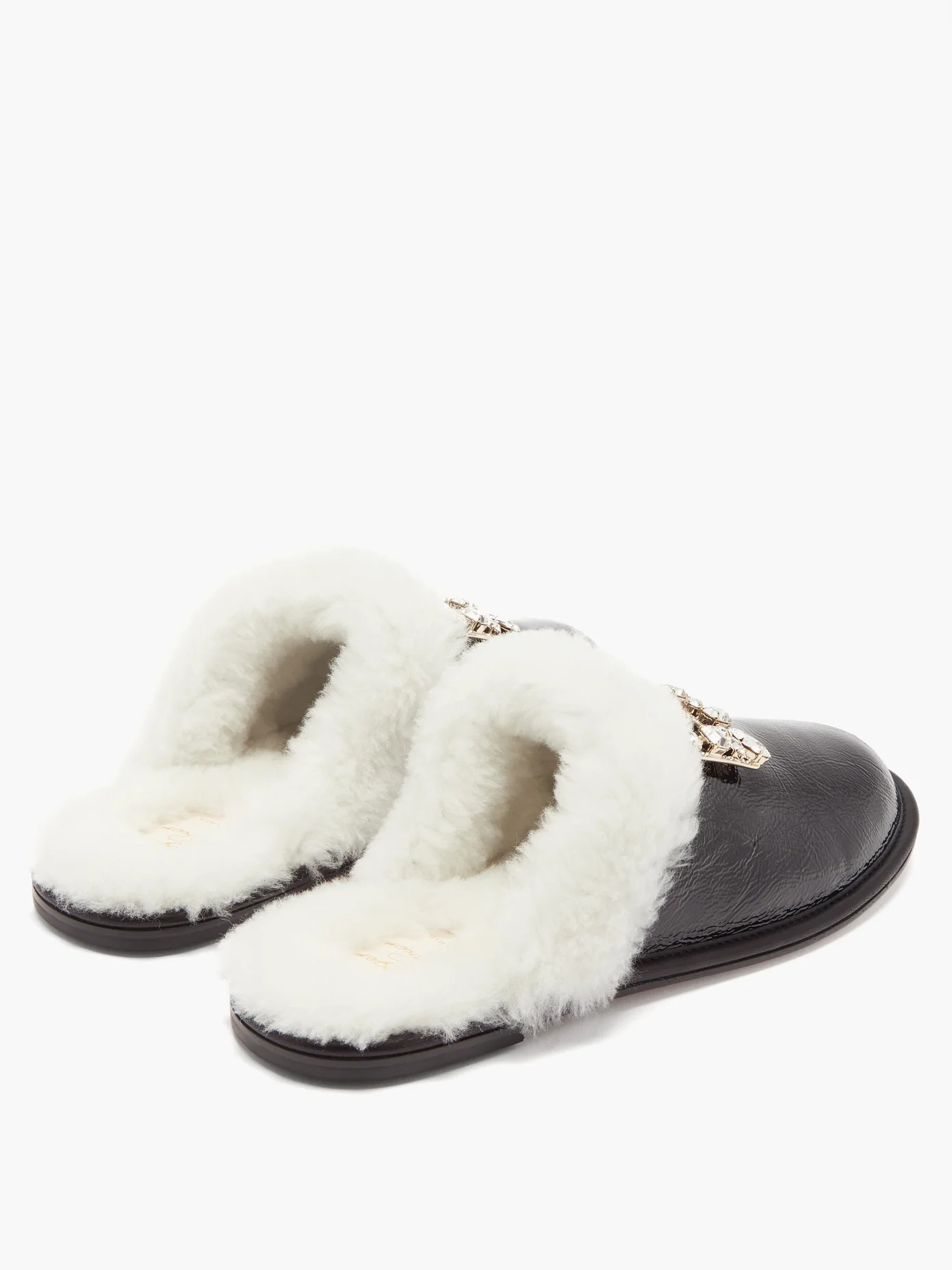 Hotel Vivier crystal-buckle shearling slippers - 4