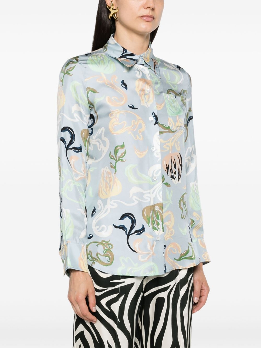 graphic-print silk shirt - 3