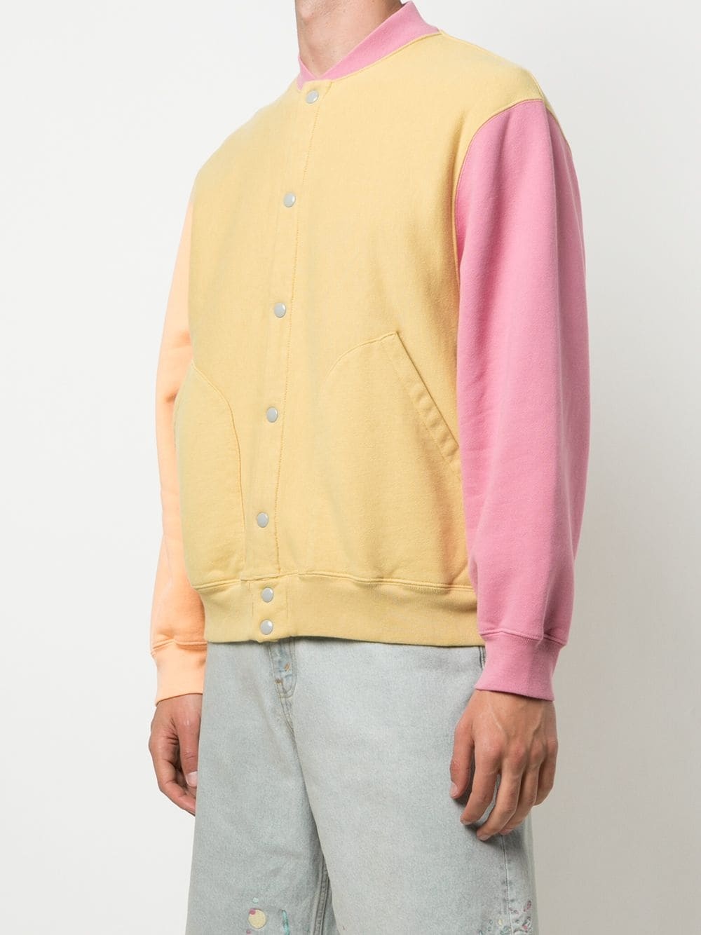 fleece colour-block bomber jacket - 3