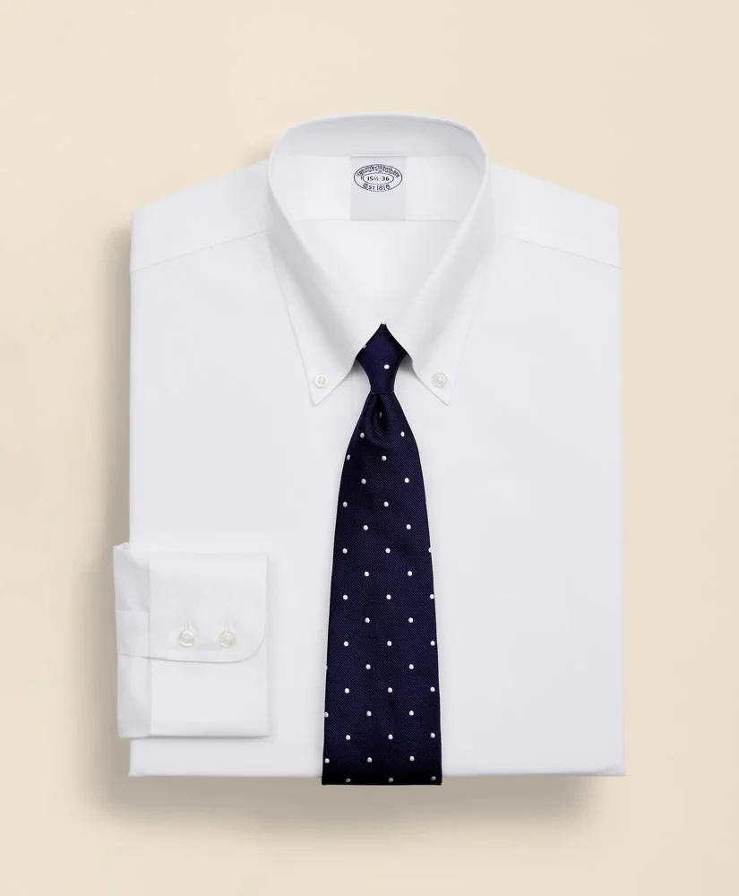Stretch Supima® Cotton Non-Iron Twill Button-Down Collar Dress Shirt - 1