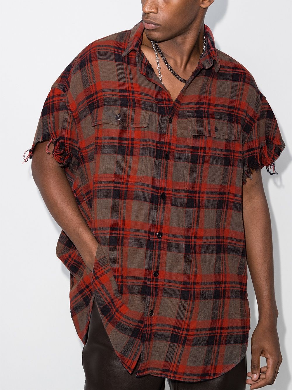 plaid-pattern short-sleeve shirt - 2