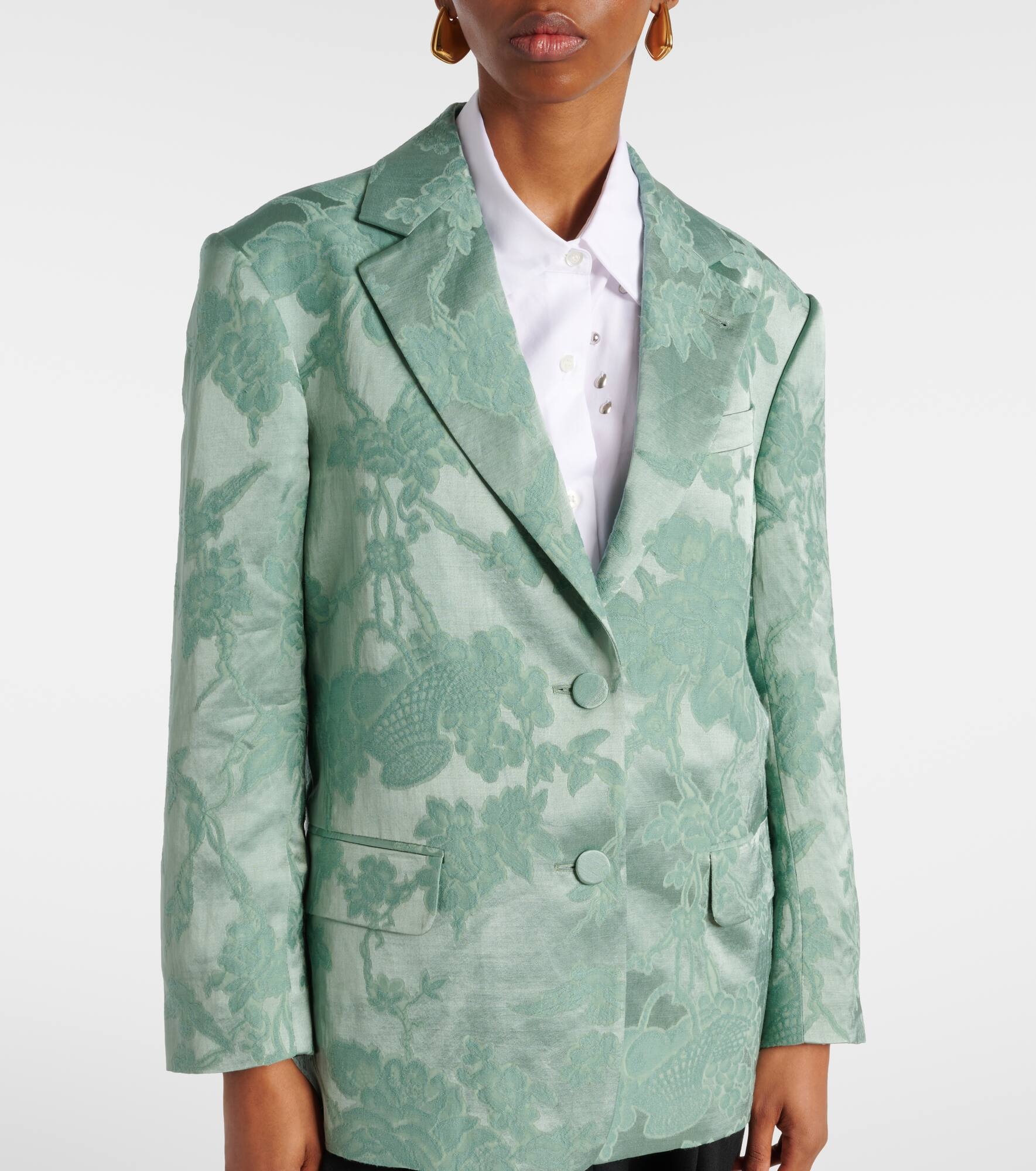 Linen-blend jacquard blazer - 6
