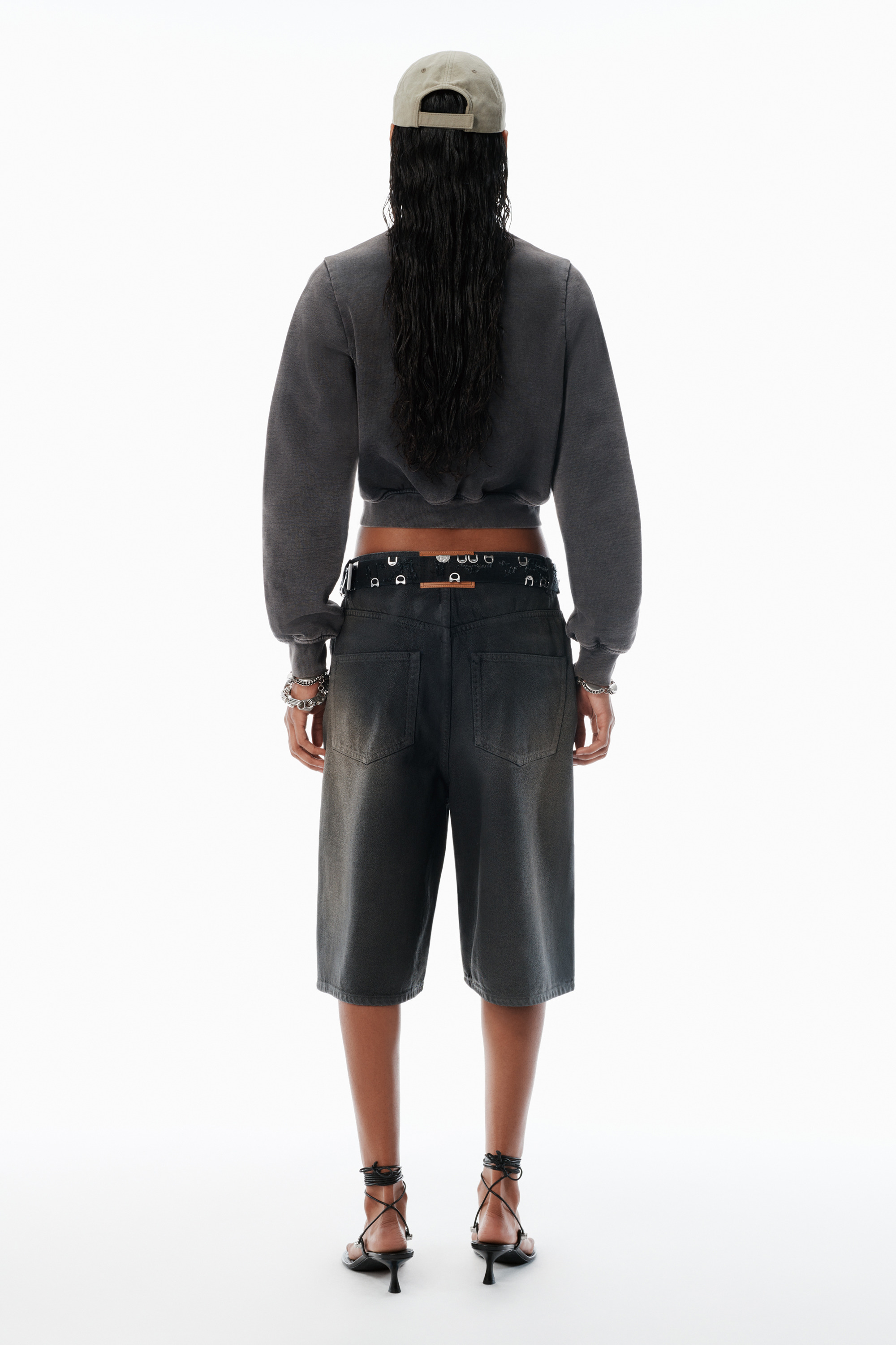 Black Cotton Terry Shrunken Cardigan - 4