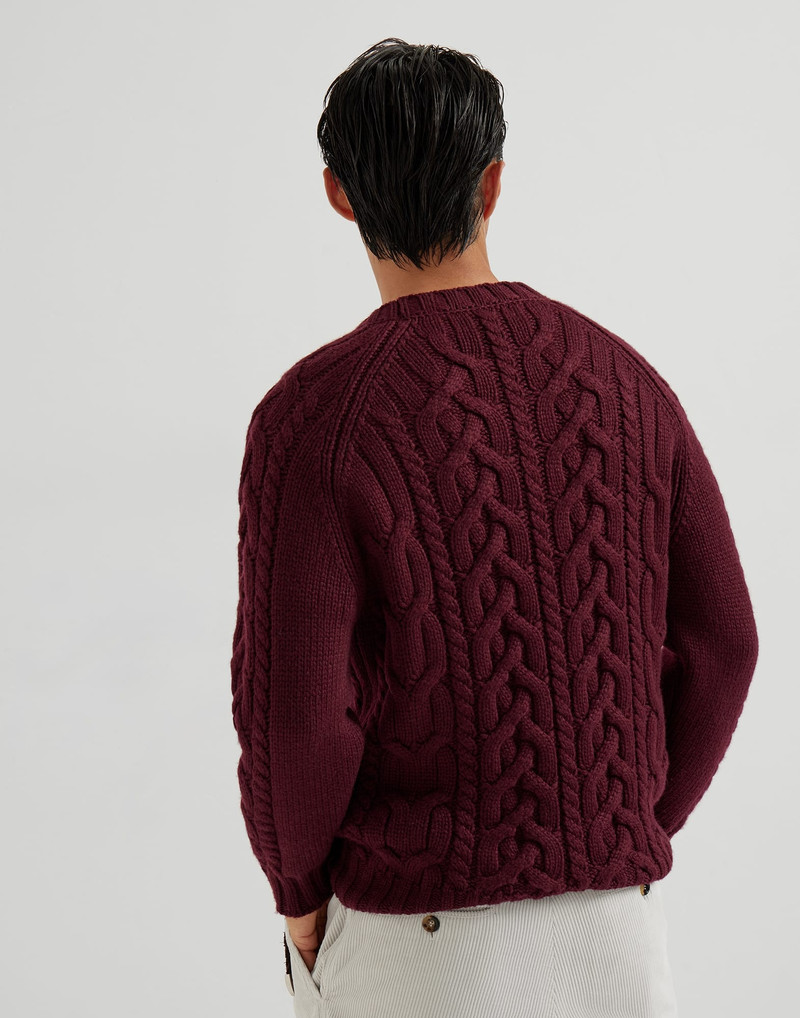 Brunello Cucinelli Cashmere Feather yarn cable knit sweater outlook