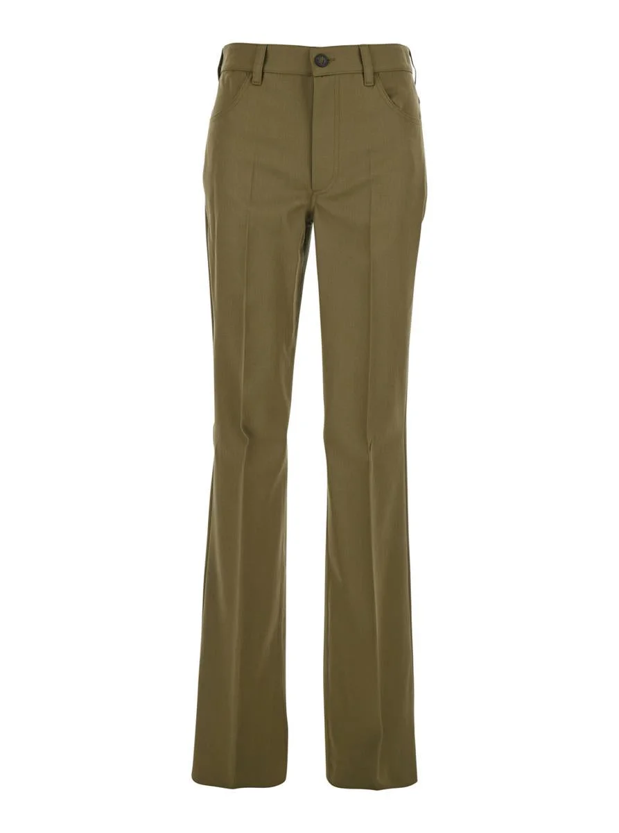 The Attico Green Trousers With Belt Loops And Logo On The Back In Fabric Woman - 1