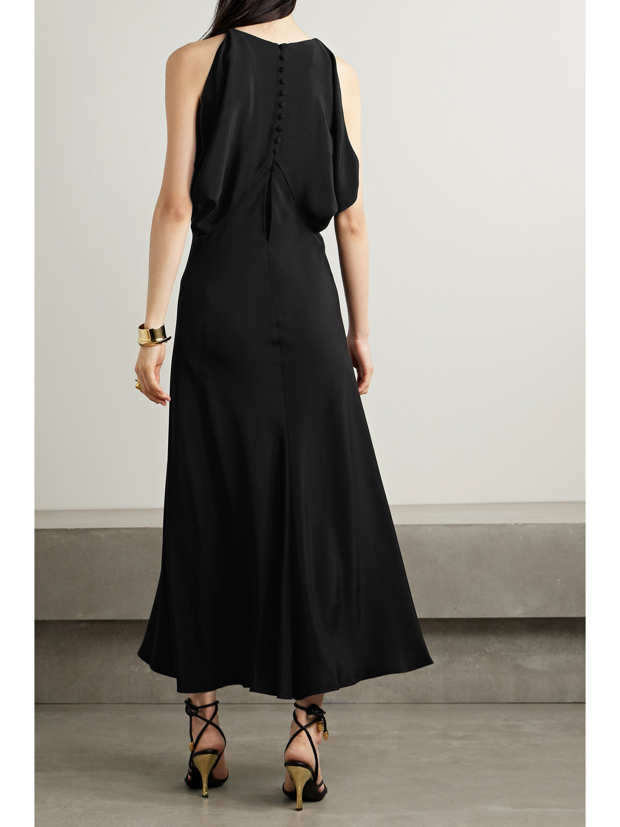Milena Draped Silk Midi Dress - 3