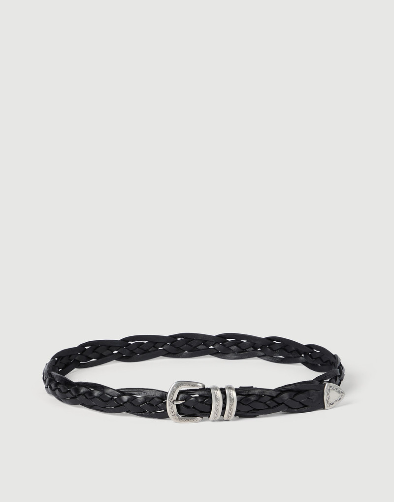 Braided calfskin belt with detailed buckle and tip 1