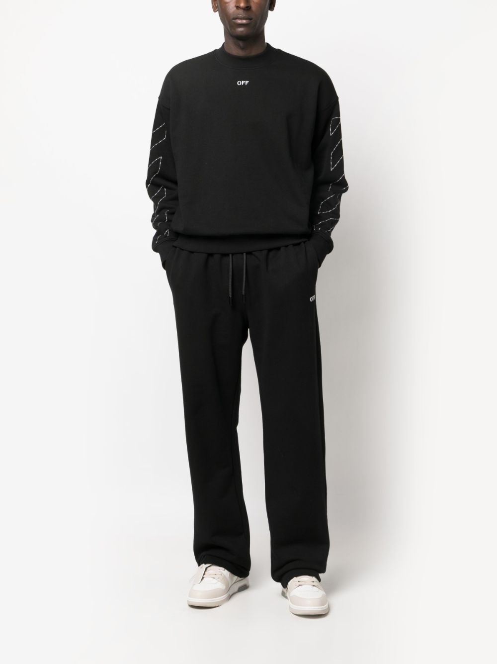 Diag-embroidered cotton track pants - 2