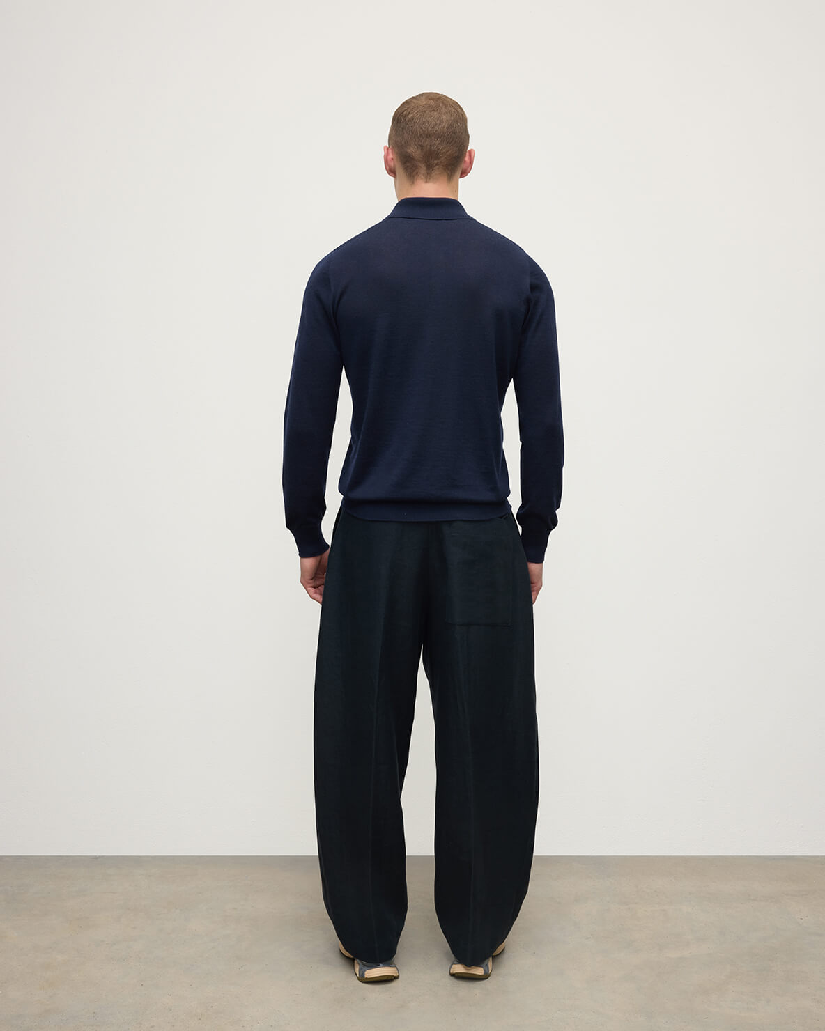 Navy Cashmere Polo Shirt - 4