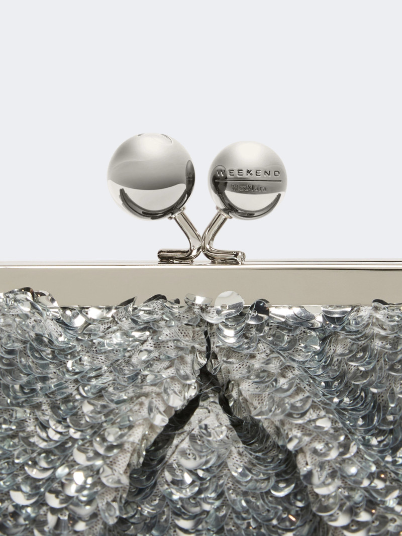 Sequin-adorned small satin Pasticcino Bag - SILVER 4