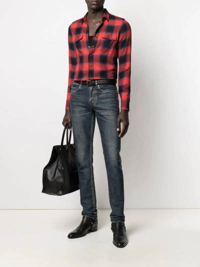 SAINT LAURENT check-print long-sleeve shirt outlook