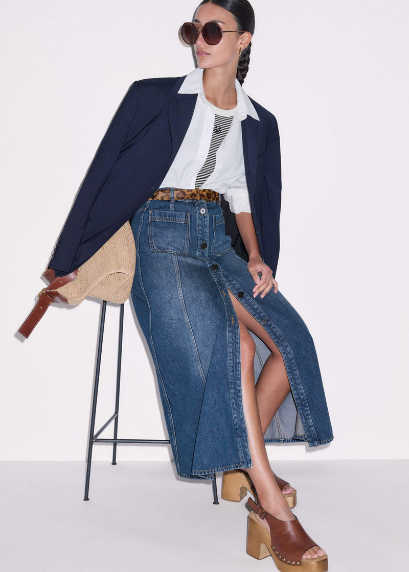 Panelled Denim Maxi Skirt 3