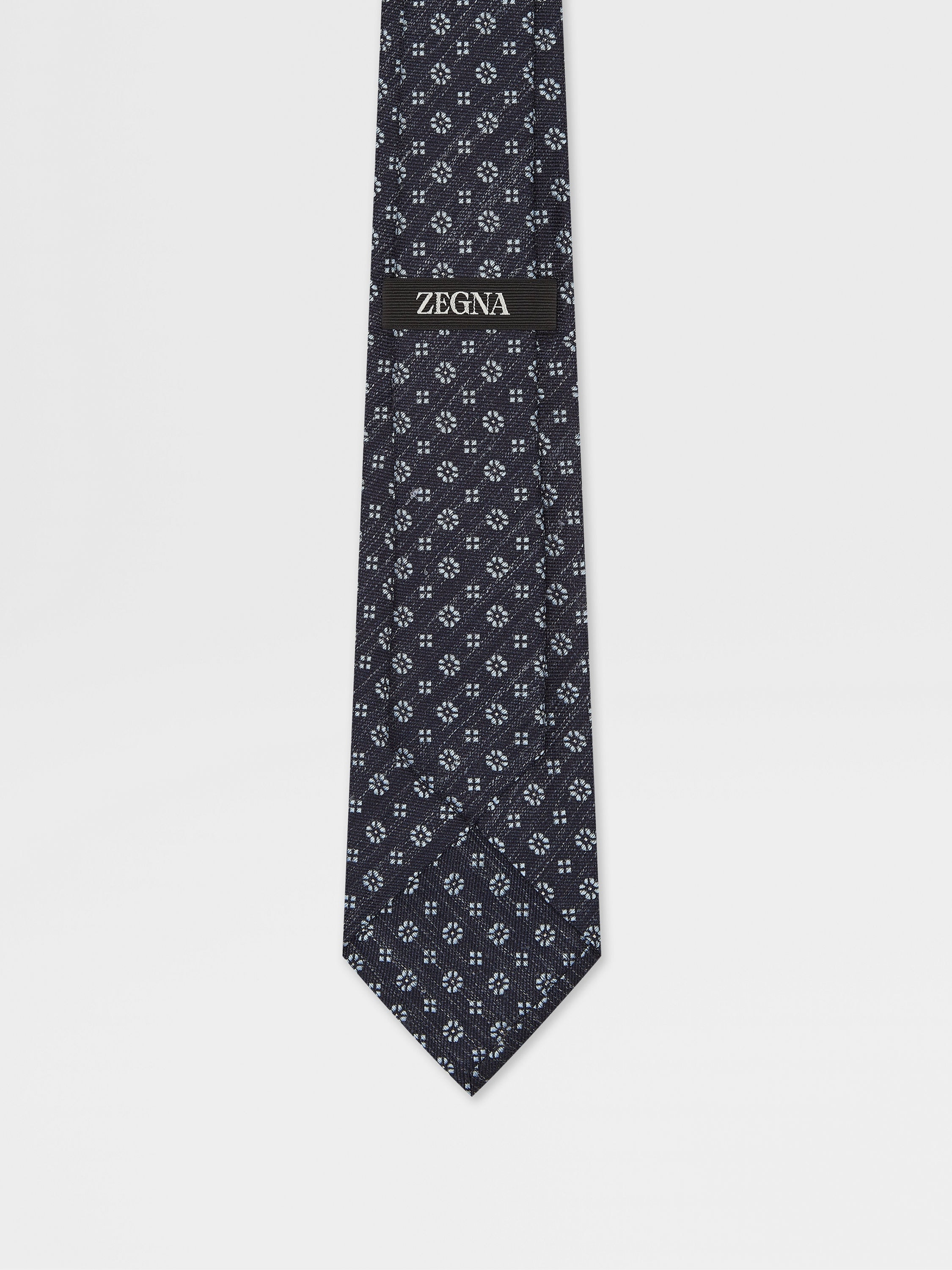 NAVY BLUE SILK AND LINEN TIE - 3