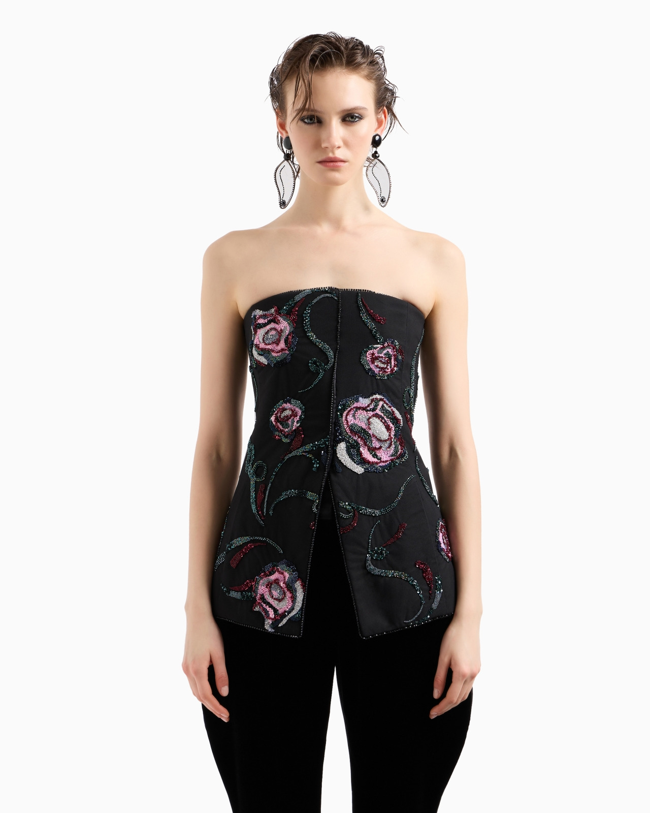 BUSTIER TOP WITH ALL-OVER FLORAL EMBROIDERY - 4