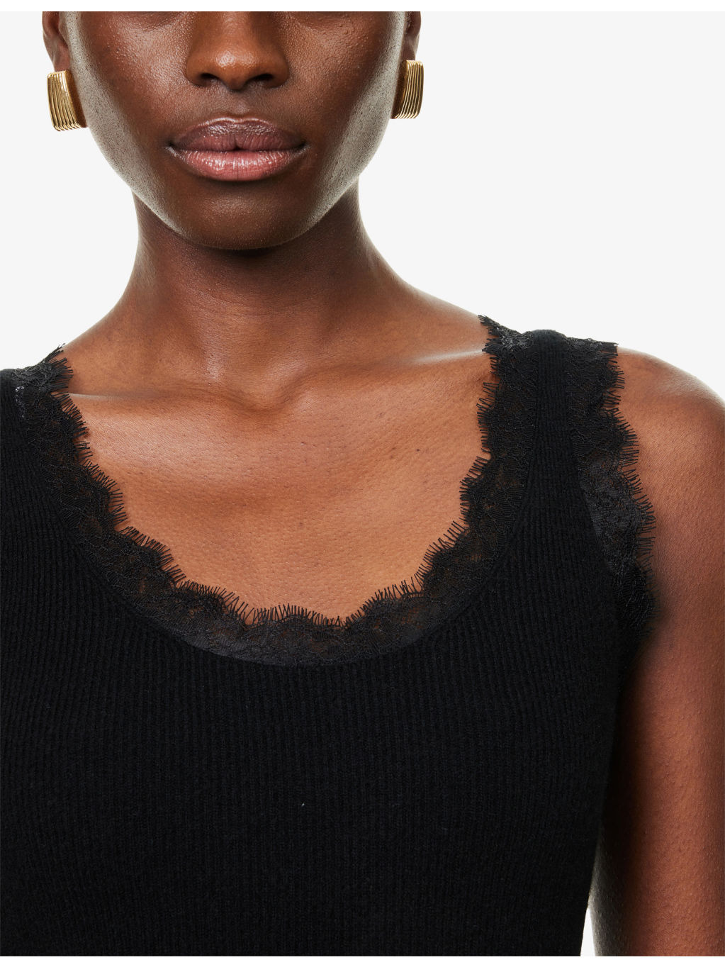 Lace-Embroidery Ribbed Cashmere And Cotton Mini Dress - 5