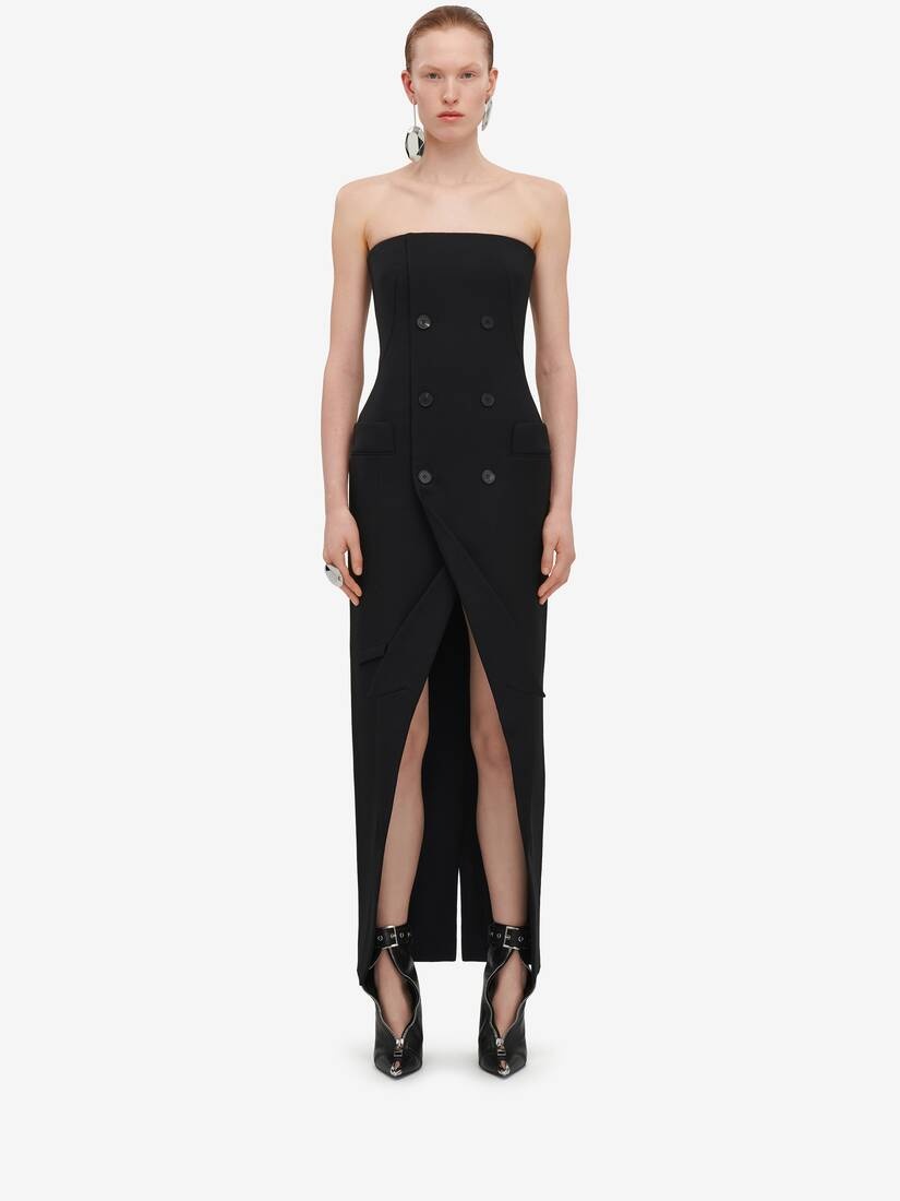 Women's Tailored Bustier Dress in Black - 2