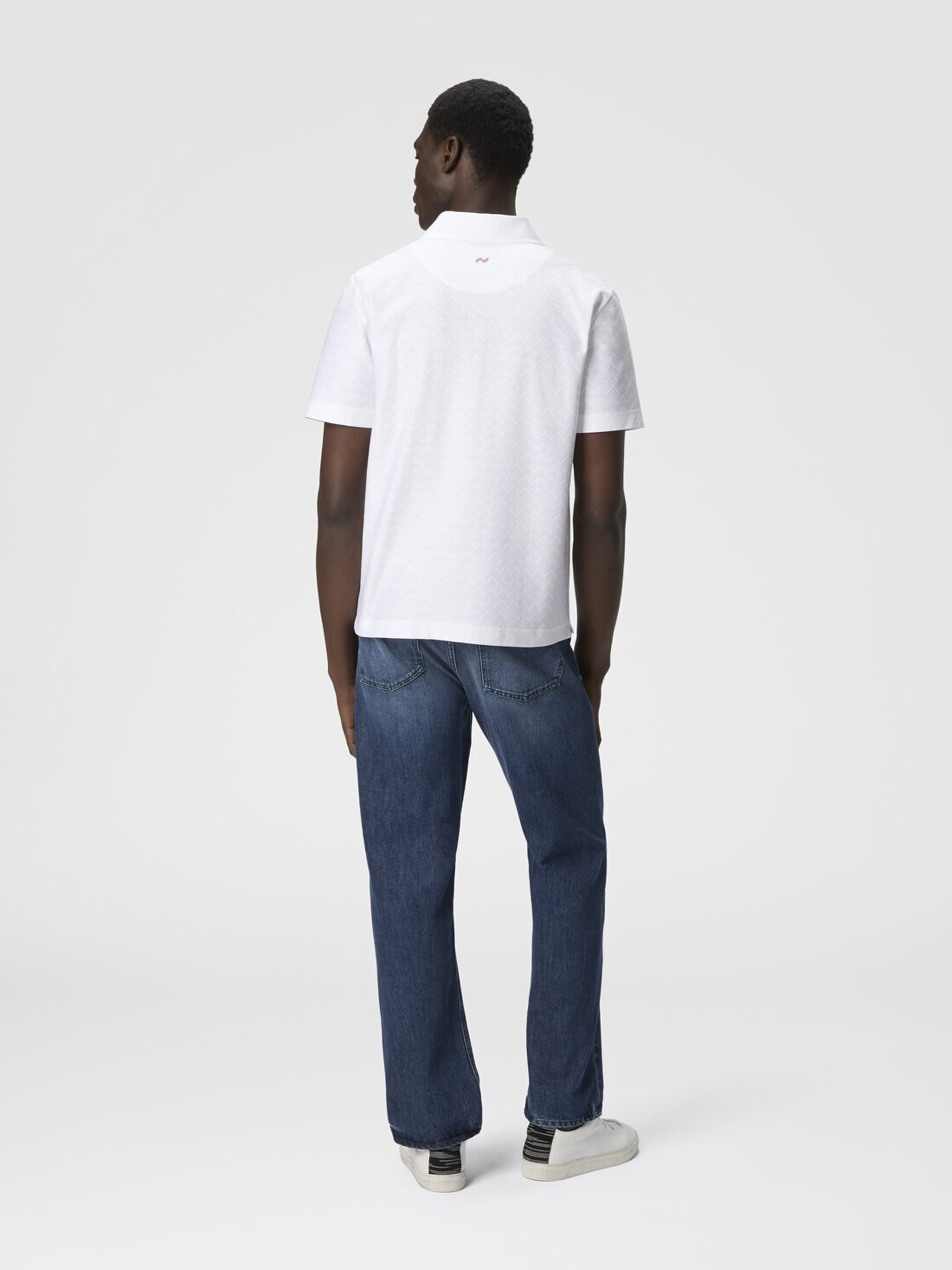Tonal zigzag cotton jersey polo shirt - 3