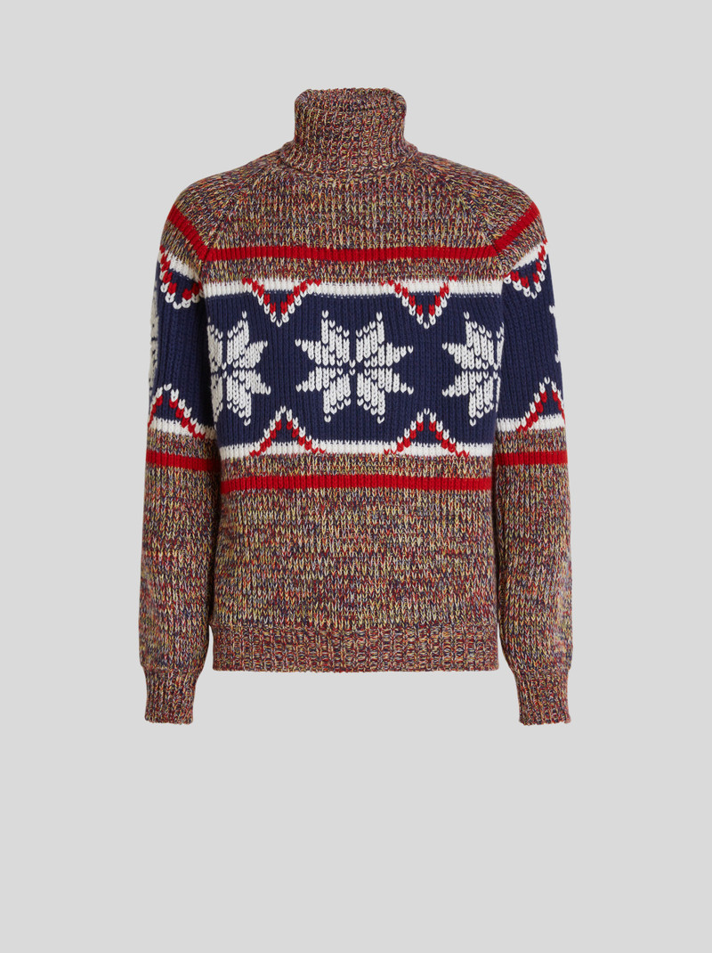 WOOL JACQUARD JUMPER WITH INTARSIA STRIPES 1