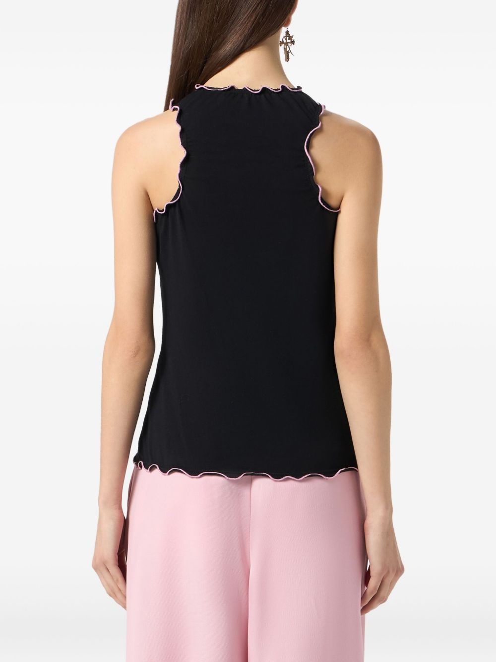 scalloped-edge sleeveless top - 5