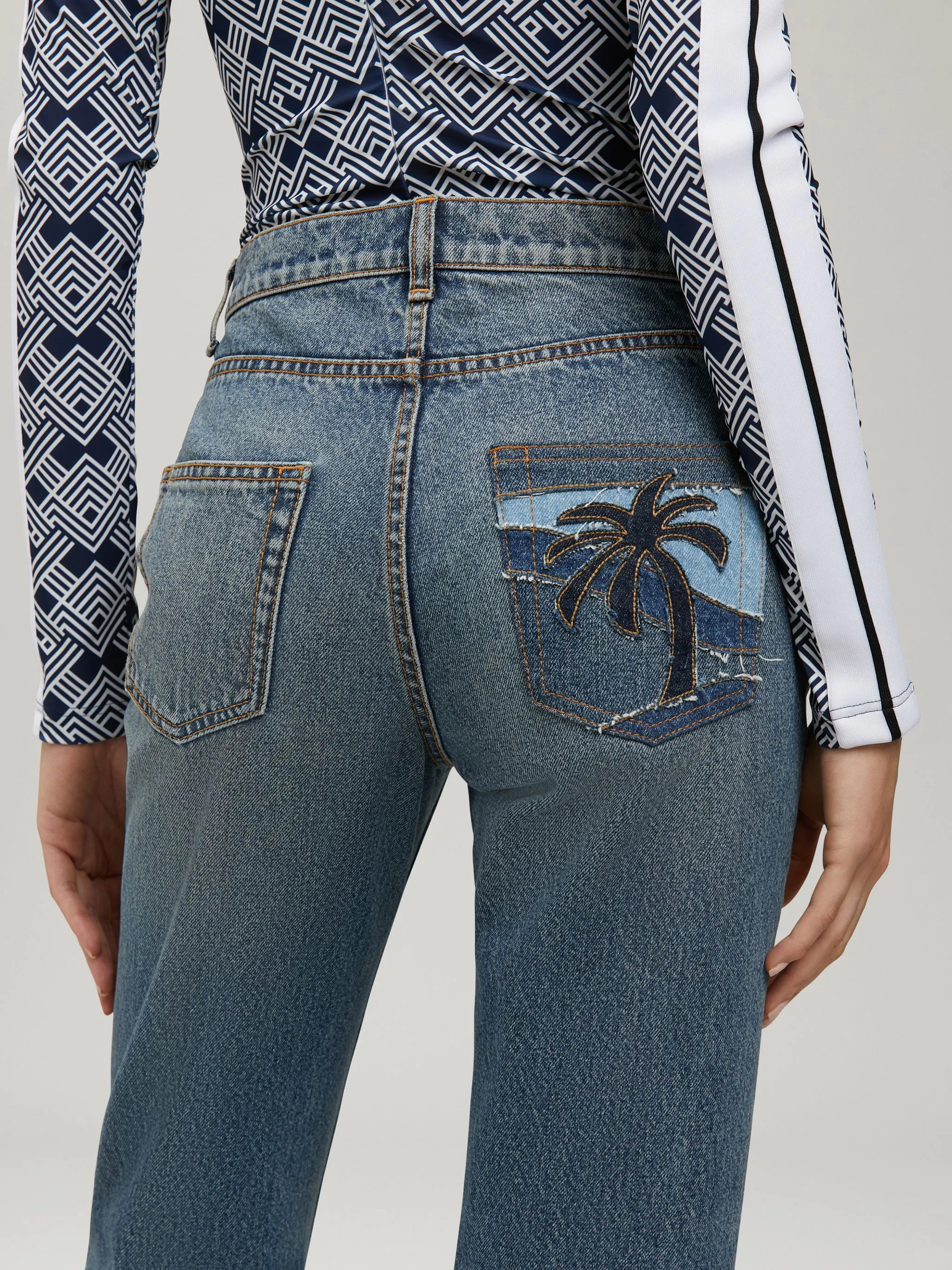 INTARSIA DENIM PANTS - 6