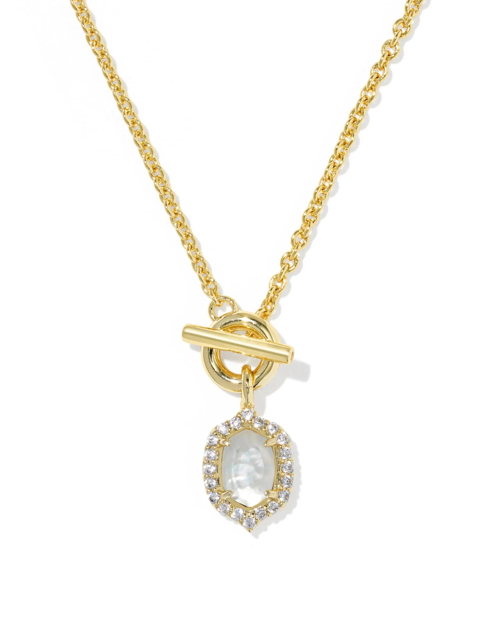 Daphne Crystal Frame Gold Toggle Necklace - 1