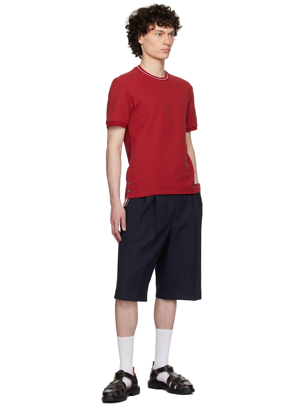 Burgundy Short Sleeve Rib Cuff T-shirt - 4