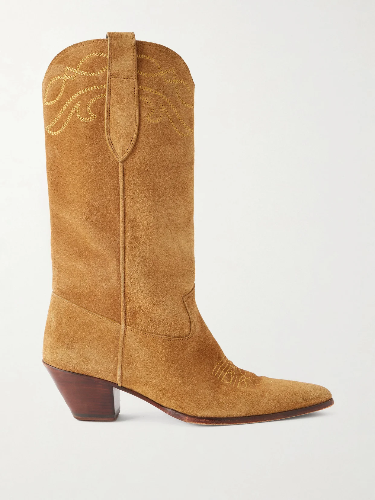 Towns Embroidered Suede Knee Boots - 1