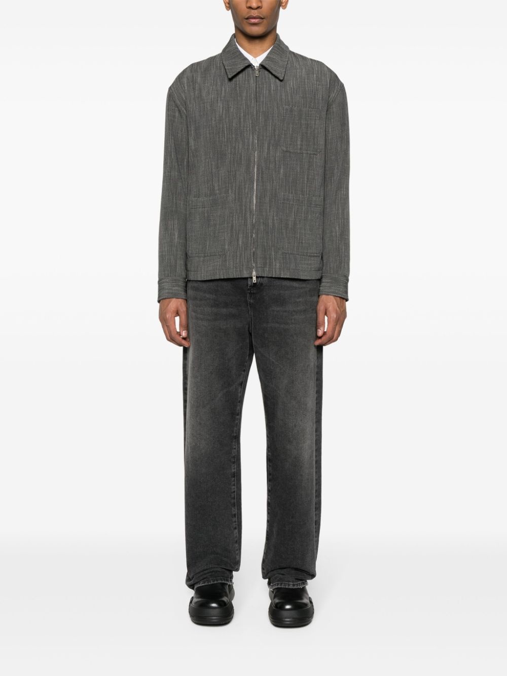 mélange virgin wool-blend shirt jacket - 2
