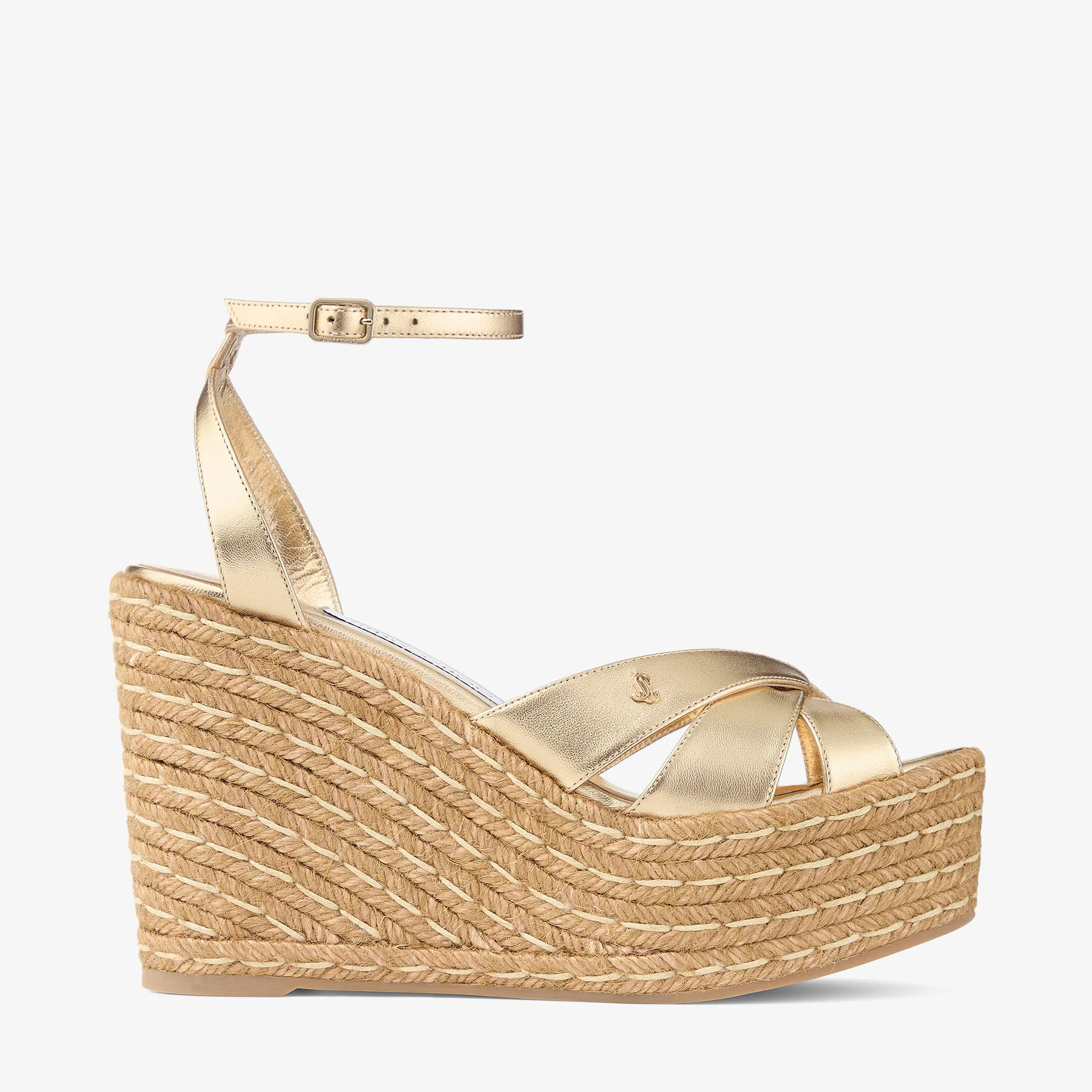 Korra 100 Gold Metallic Nappa Leather Wedges - 1