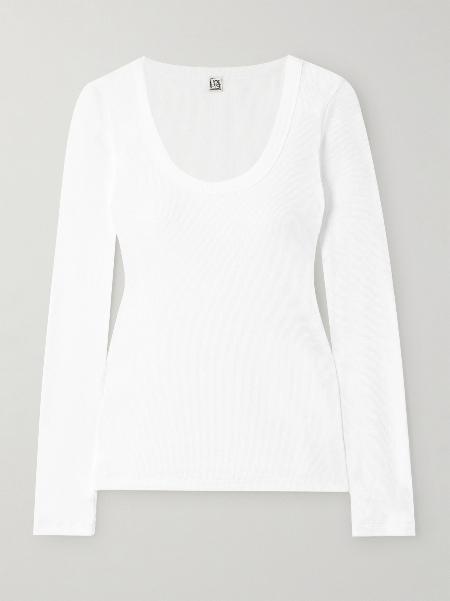 Ribbed organic cotton-blend jersey top White - 1