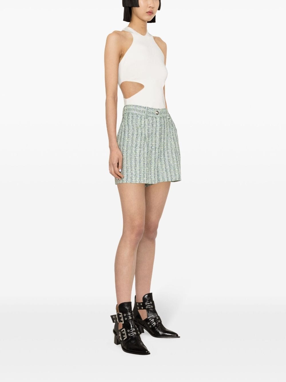 high-waist tweed shorts - 3