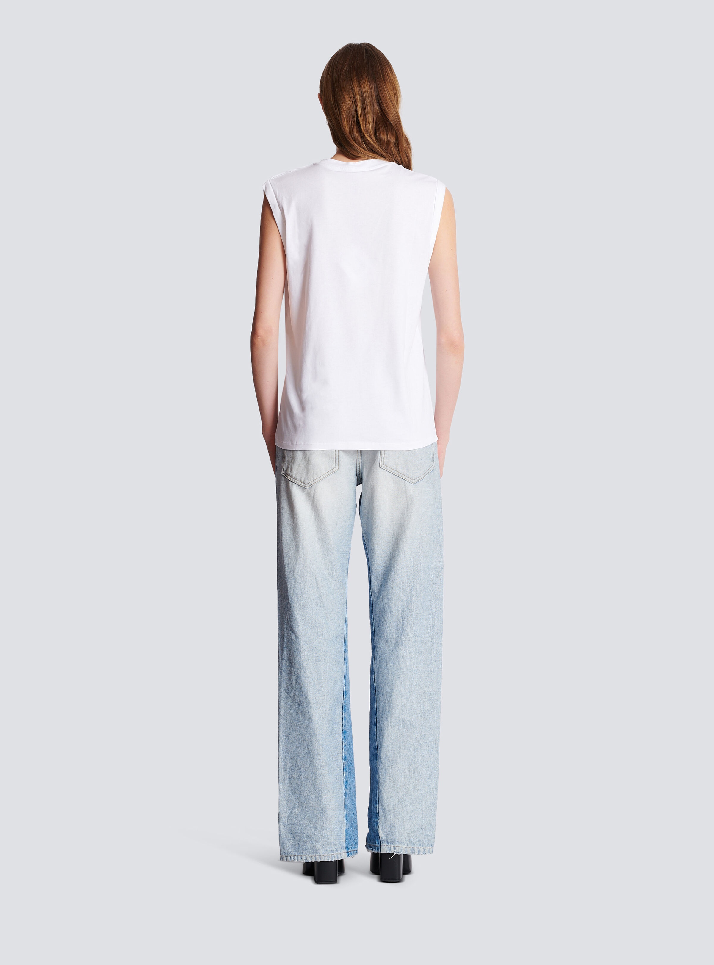 Eco-responsible cotton T-shirt with Balmain logo print - 4