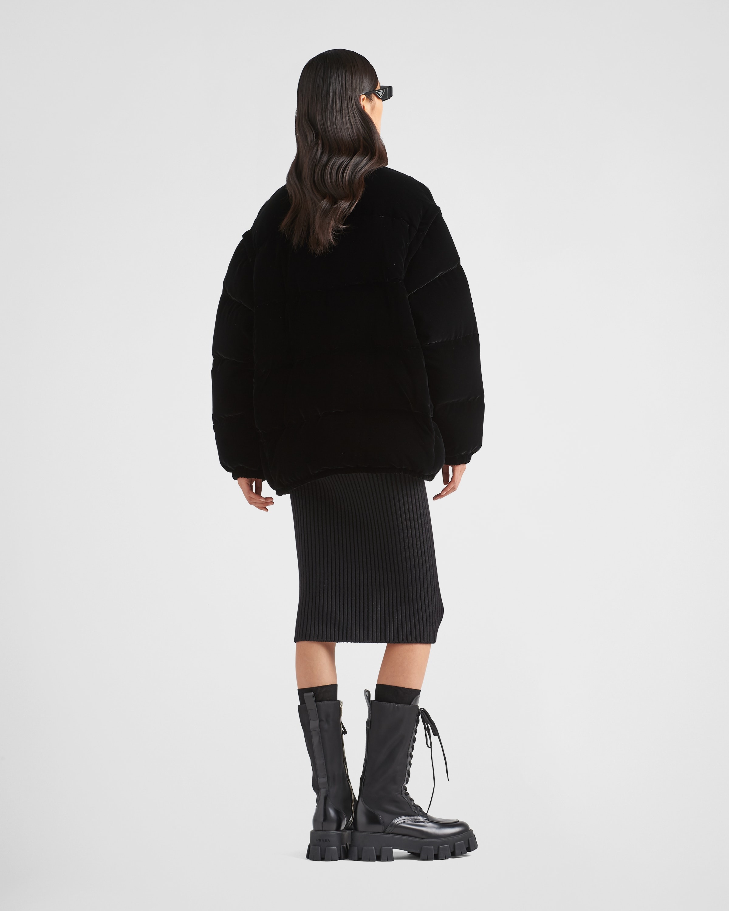 Convertible velvet down jacket - 5