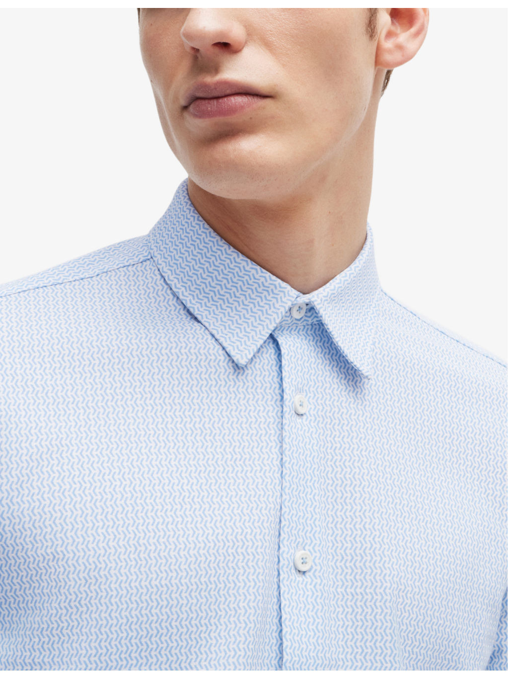 Slim-fit digital-print cotton-blend shirt - 5