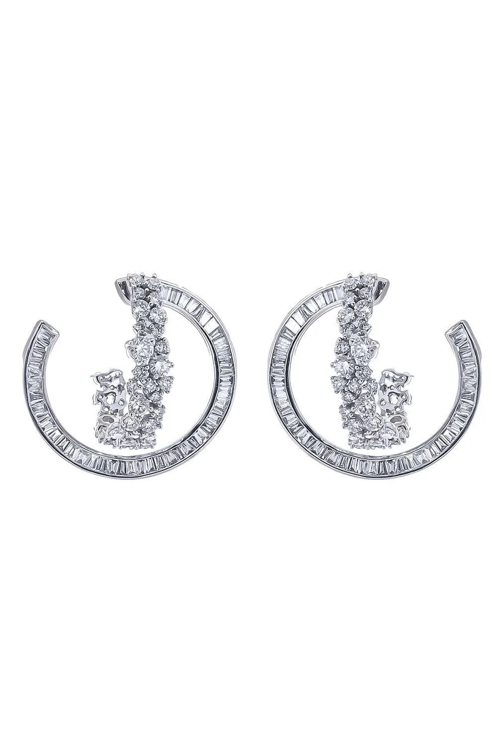 Diamond Scatter Double Hoop Earrings - 1