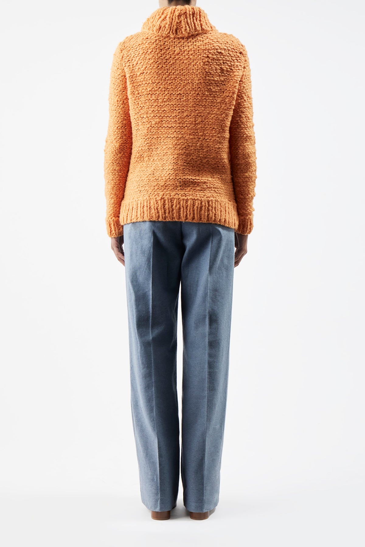 Moses Knit Cardigan in Fluorescent Orange Welfat Cashmere - 4
