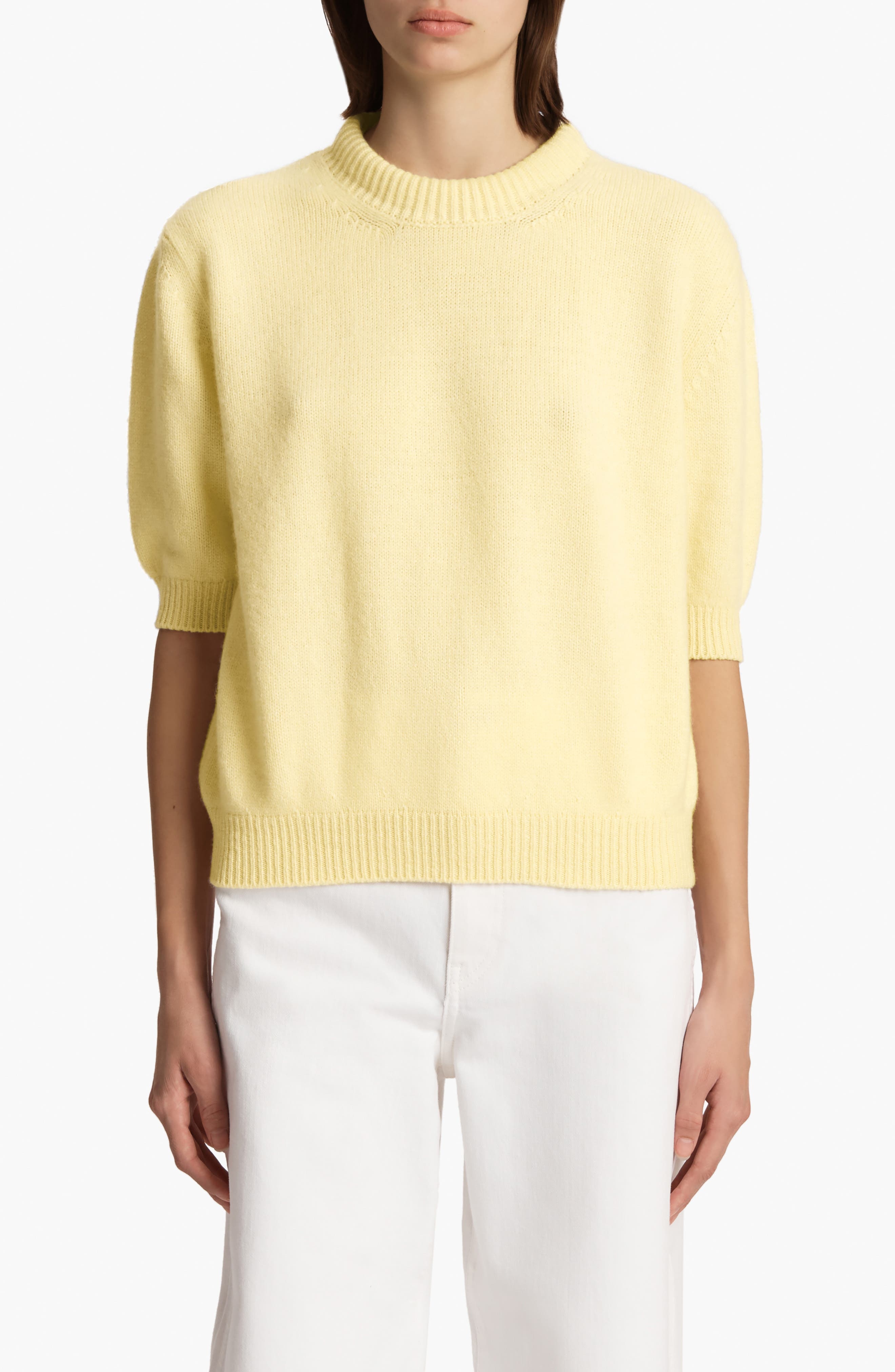 Khaite Davin Short Sleeve Cashmere Sweater in Zest at Nordstrom - 1