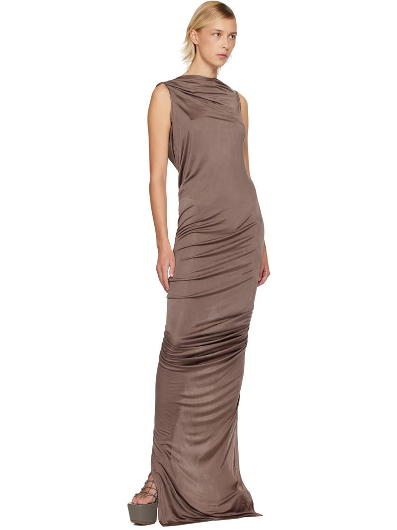 Rick Owens Lilies Taupe Concordians Eva Maxi Dress outlook
