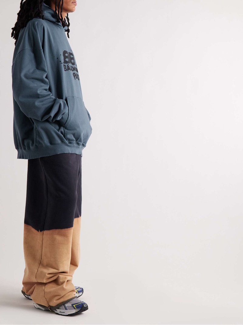 BALENCIAGA Oversized Distressed Logo-Print Cotton Hoodie outlook