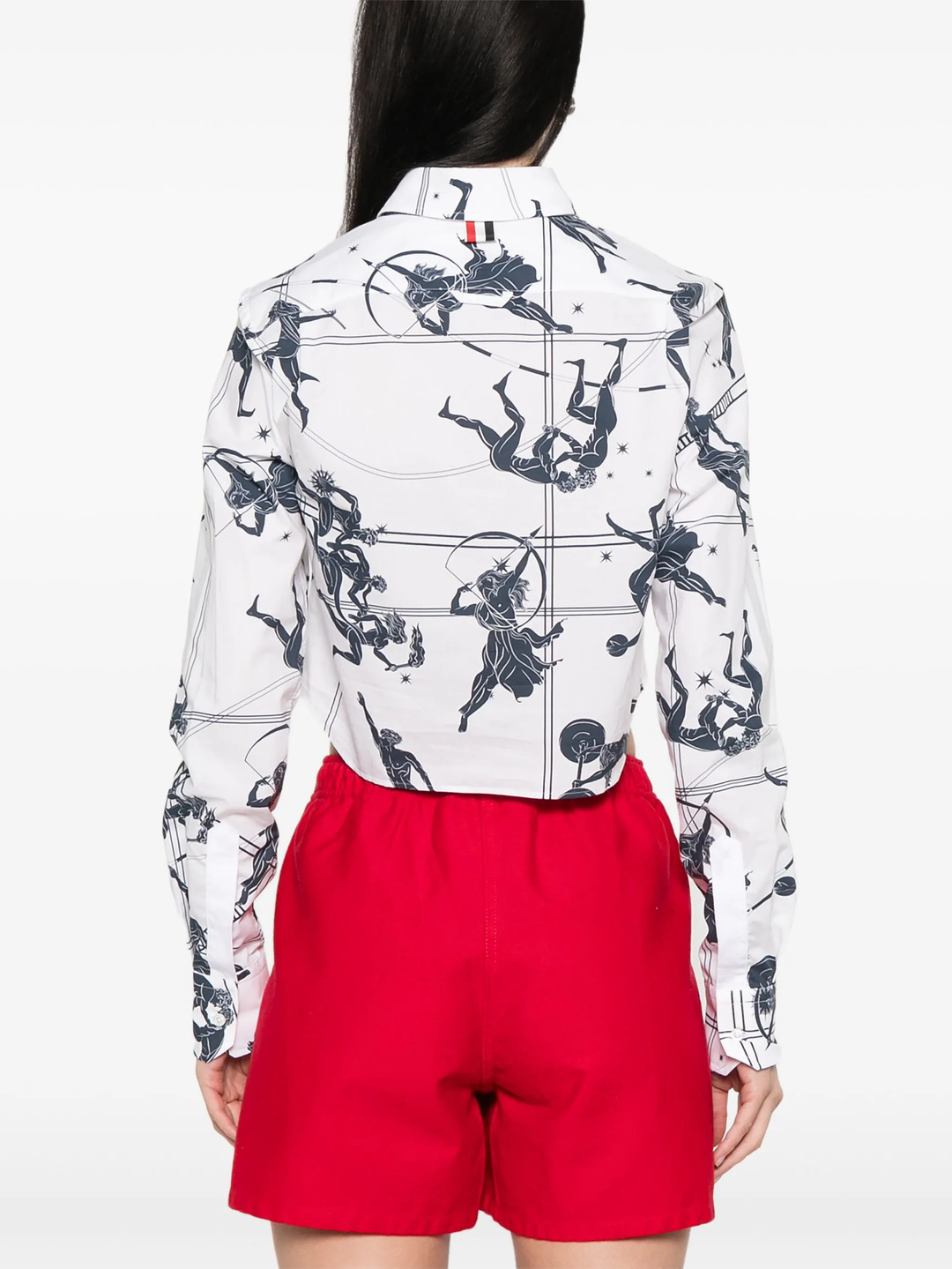 Cropped Button Down Point Collar Blouse Women - 4