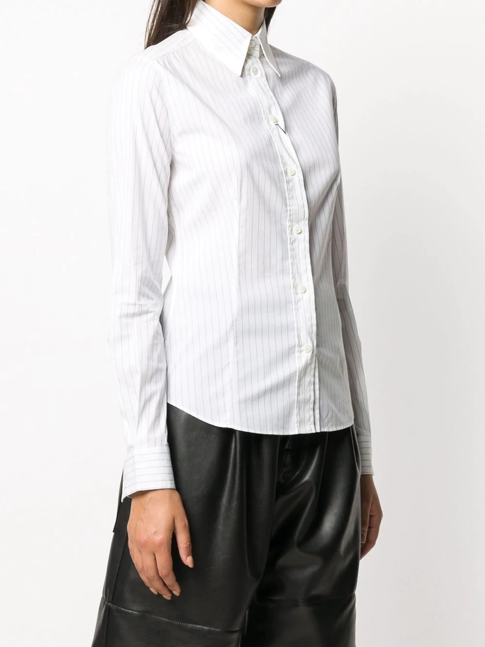 striped curved hem shirt - 3