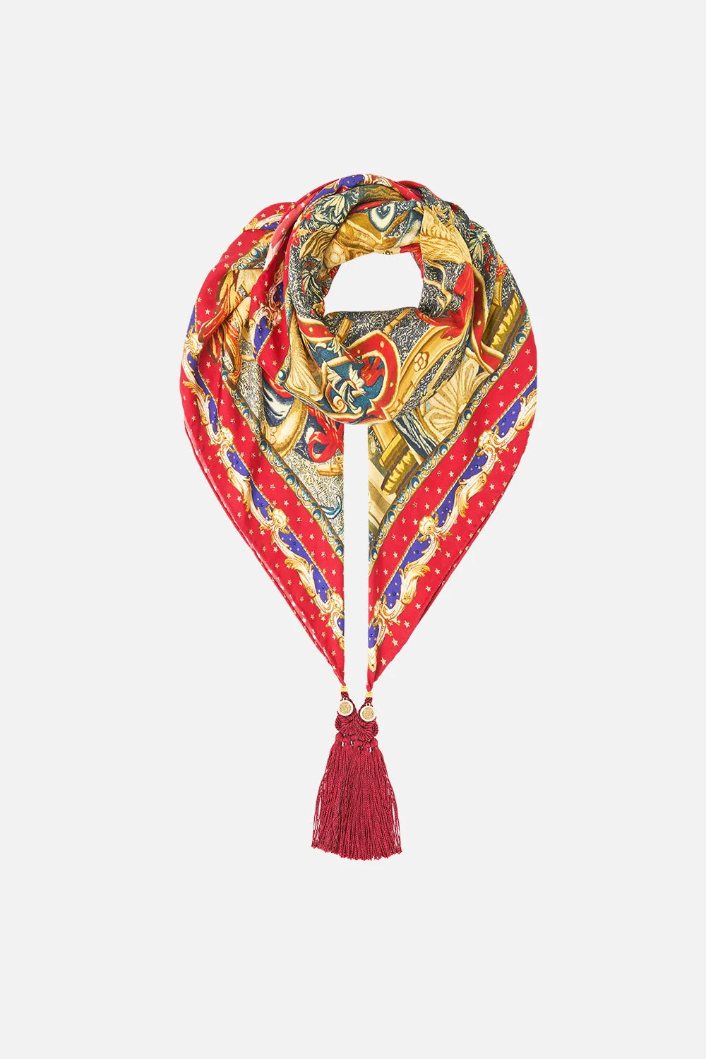 LARGE CRYSTALLED SILK SQUARE SCARF - 1